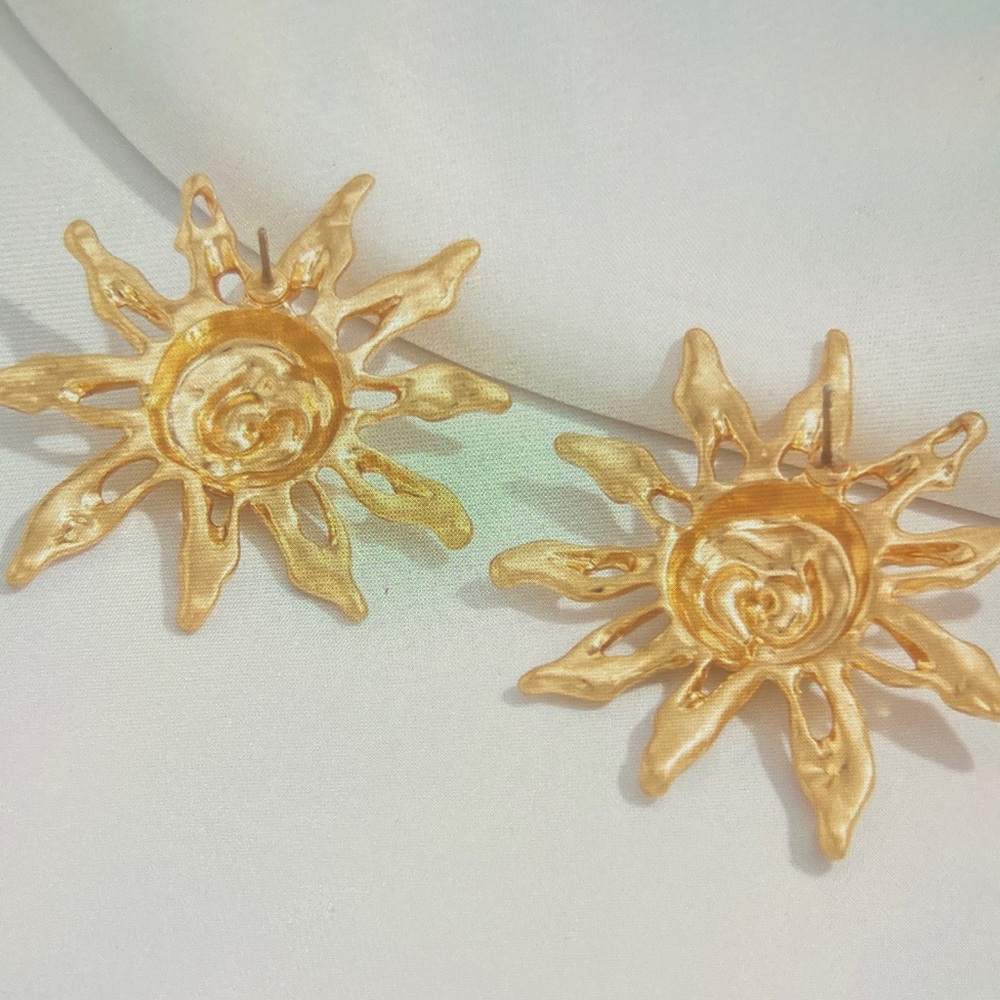 Radiant Gold Sunburst Earrings - Picture 3 of 4